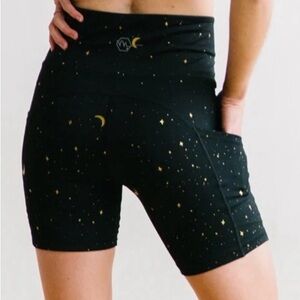 Maven Thread XS Moons biker shorts Women's Black and Gold Starry workout shorts